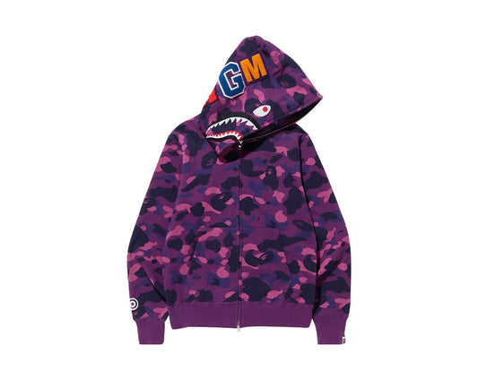 BAPE 1ST CAMO SHARK FULL ZIP HOODIE PURPLE CAMO