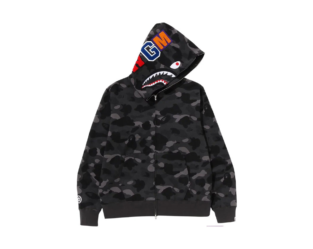 BAPE 1ST CAMO SHARK FULL ZIP HOODIE BLACK CAMO