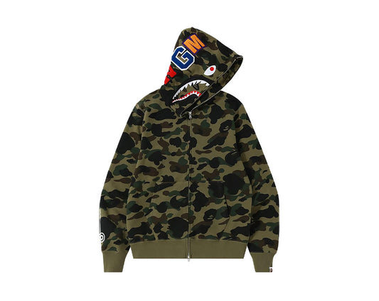 BAPE 1ST CAMO SHARK FULL ZIP HOODIE GREEN CAMO